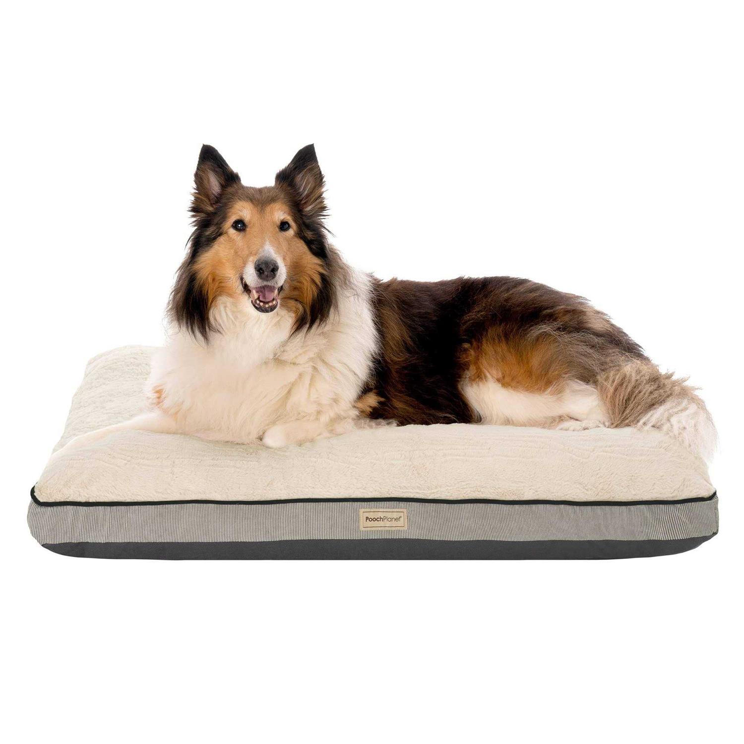 Pooch Planet Large Memory Foam Mix Dog Bed Plush Mattress w/Removable Washable Cover - Pet Supplies online store