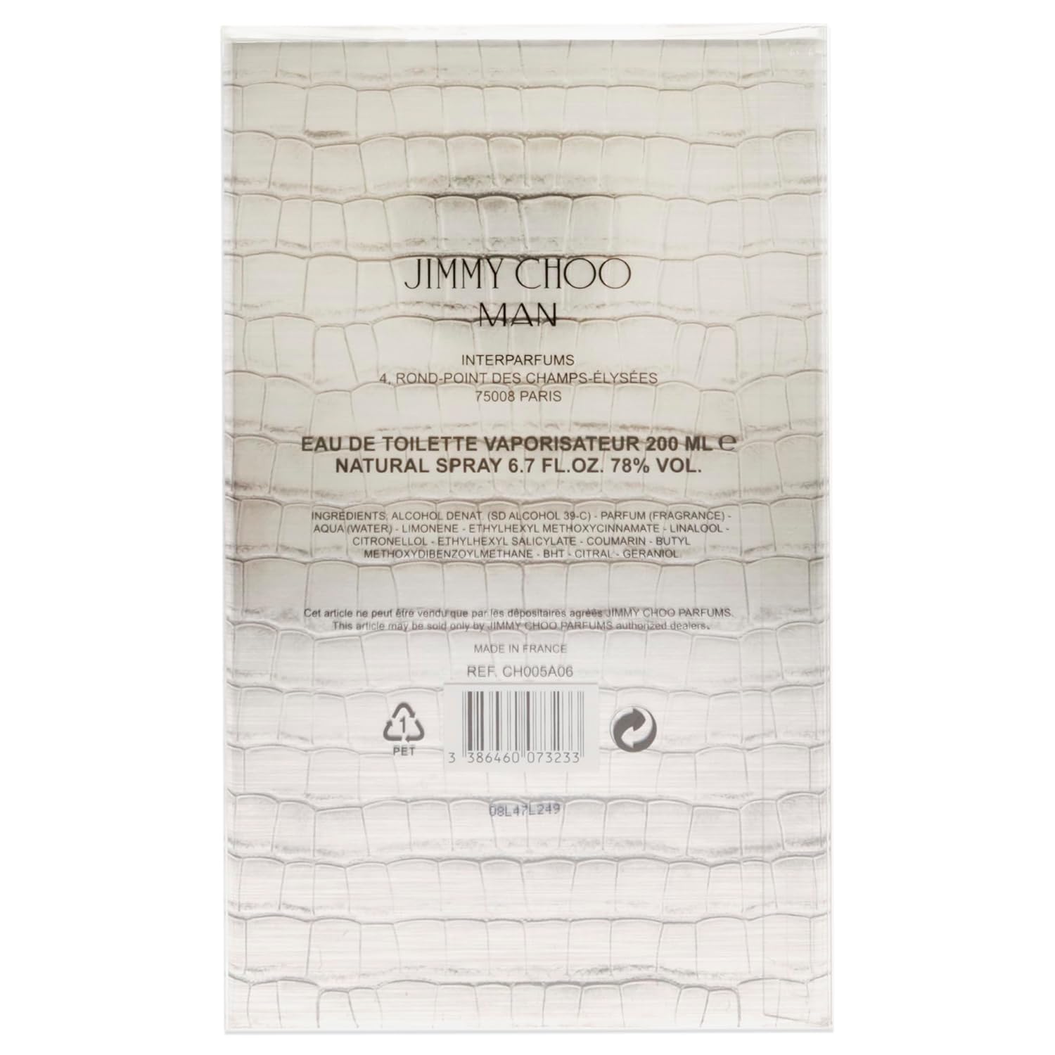 JIMMY CHOO MAN 6.7oz Eau de Toilette Jumbo Spray