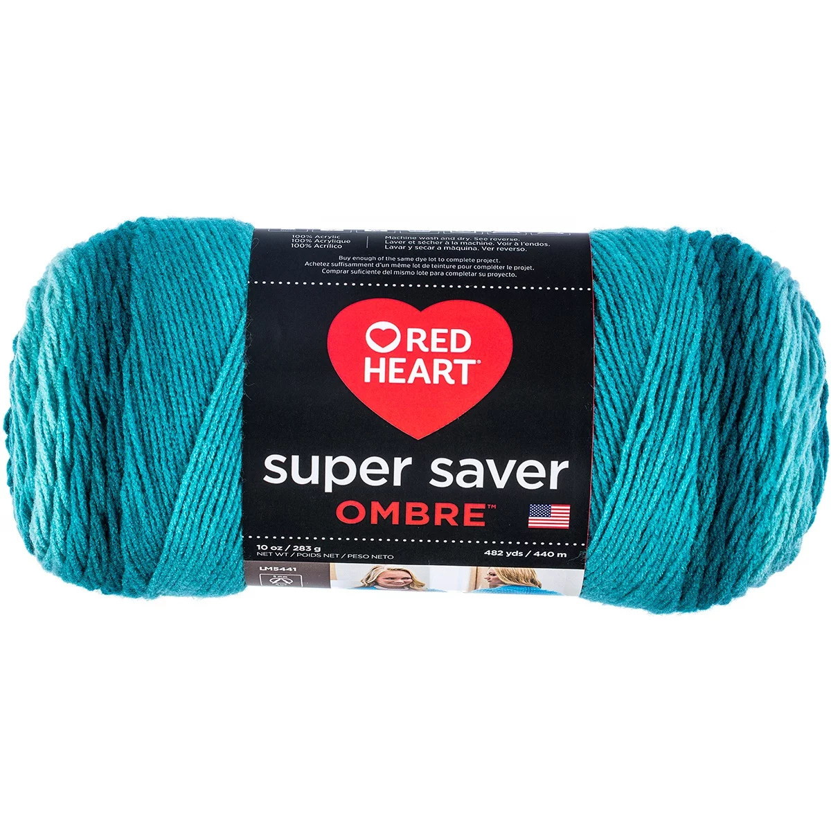 Red Heart Super Saver Ombre Yarn-Deep Teal, Multipack Of 2