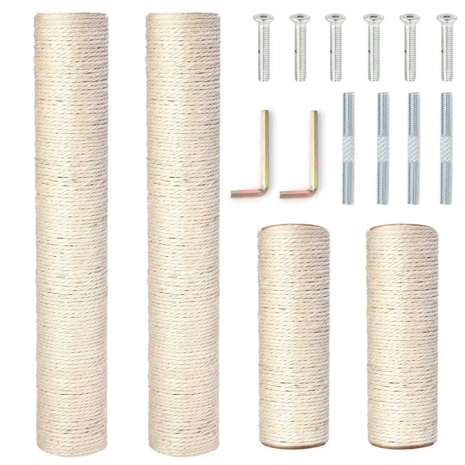 Barelove 4 Pack Cat Scratching Post Replacement 15.7“ 7.9 Natural Sisal Rope Scratcher Posts Refill for Indoor Kittens Tower - Pet Supplies online store