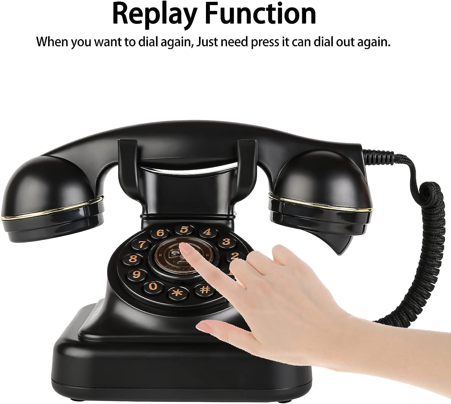 Retro Landline Telephone 1960's Classic Old Fashioned Corded Dial Cloth Line Phone Vintage Push Button Desk Telephone for Office, Home Decor