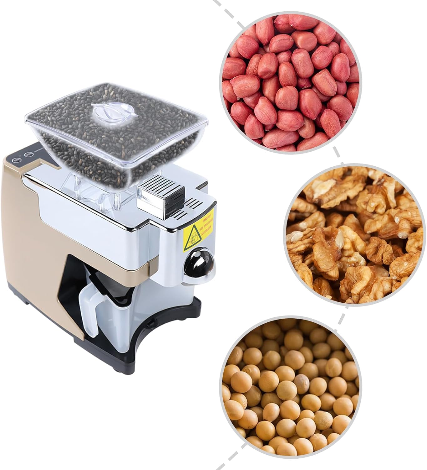 Fully Automatic Oil Press Machine, 530W Cold & Hot Oil Extractor, Stainless Steel Oil Expeller Press Mill, Household Organic Oil Press Mill Presser Maker