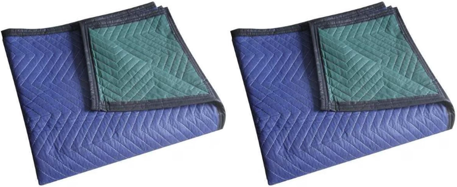 2 Pack Heavy Duty 72x80 Quilted Moving Blankets Furniture Shipping Pads Blue/Green 36lbs per Dozen