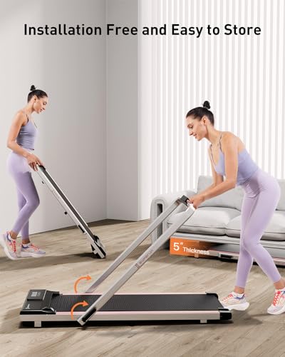 SupeRun 3 in 1 Walking Pad Treadmill- 3.0HP Folding Treadmills for Home Easy to Store, 300LBs Capacity Under Desk Treadmill Free Installation and Low Noise for Office Work