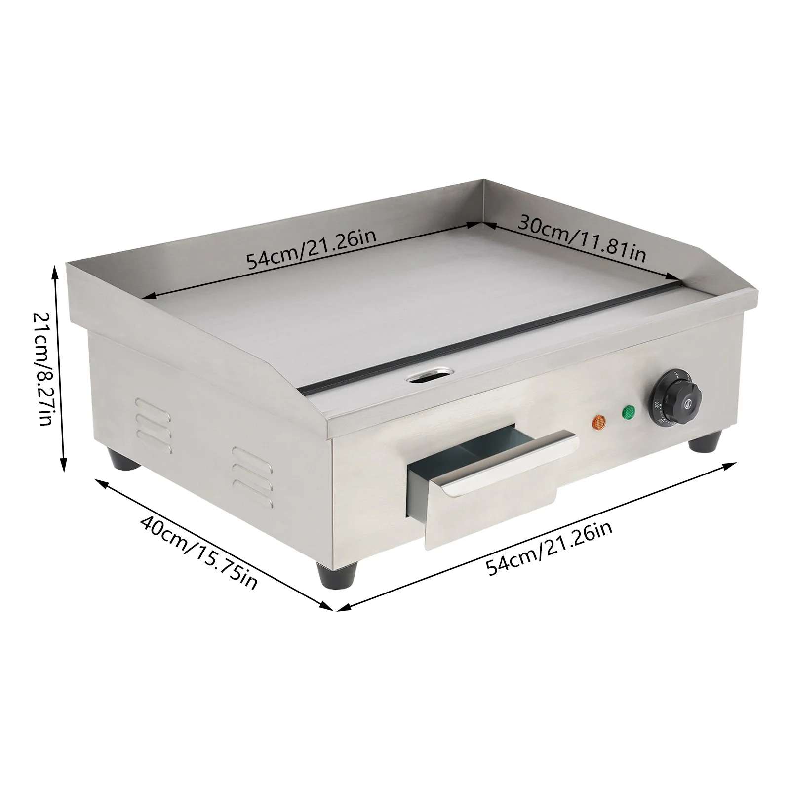 3000w Electric Countertop Griddle Flat For Restaurant Grill BBQ Thermostat 22