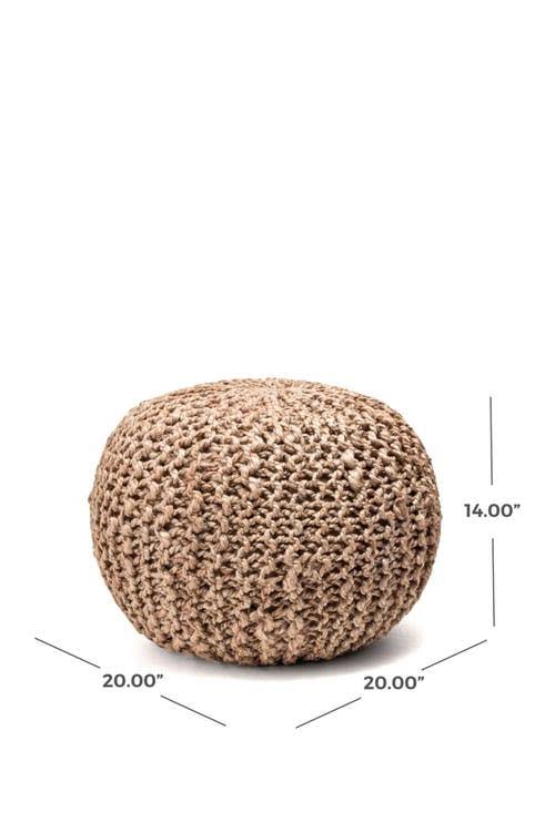 nuLOOM York Classic Knitted Solid Jute Filled Ottoman Pouf