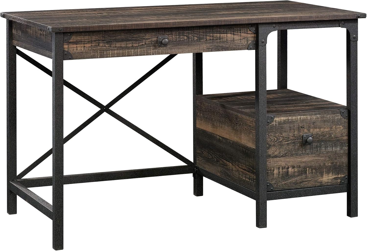 Sauder 423912 Steel River Desk, Carbon Oak Finish