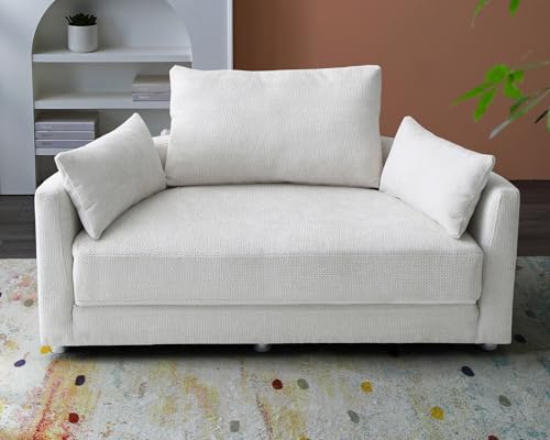 Convertible Fold out Futon Sofa Sleeper Chair, Convertible Sleeper Chair Bed with Pillows, Fold Out Couch Futon Sleeper Chair Guest Bed for Living Room Apartment Burgundy Red