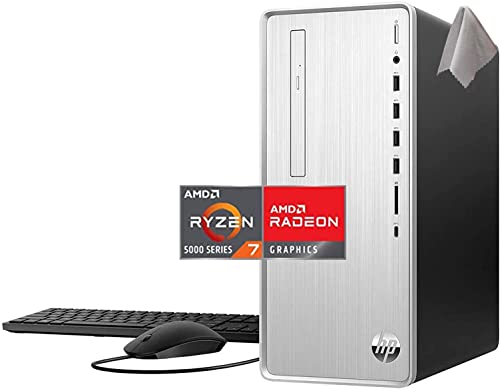 HP 2022 Newest Pavilion Desktop PC, AMD Ryzen 7 5700G (Beat i7-10700, 8 Core, 4.5GHz), 64GB RAM, 2TB SSD + 1TB HDD, Wi-Fi 5, Bluetooth, 9 USB Ports, Pre-Built PC Tower, Windows 11 Bundle with JAWFOAL