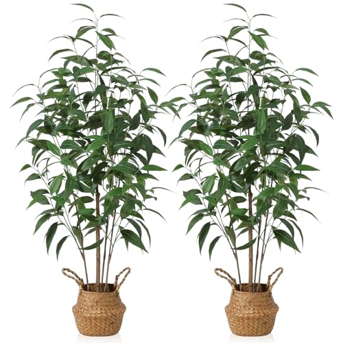 Artificial Eucalyptus Tree,4Ft Tree Fake Plant in Pot for Home and Office Decor,Potted Faux Plants Tall Artificial Trees for Indoor, Outdoor