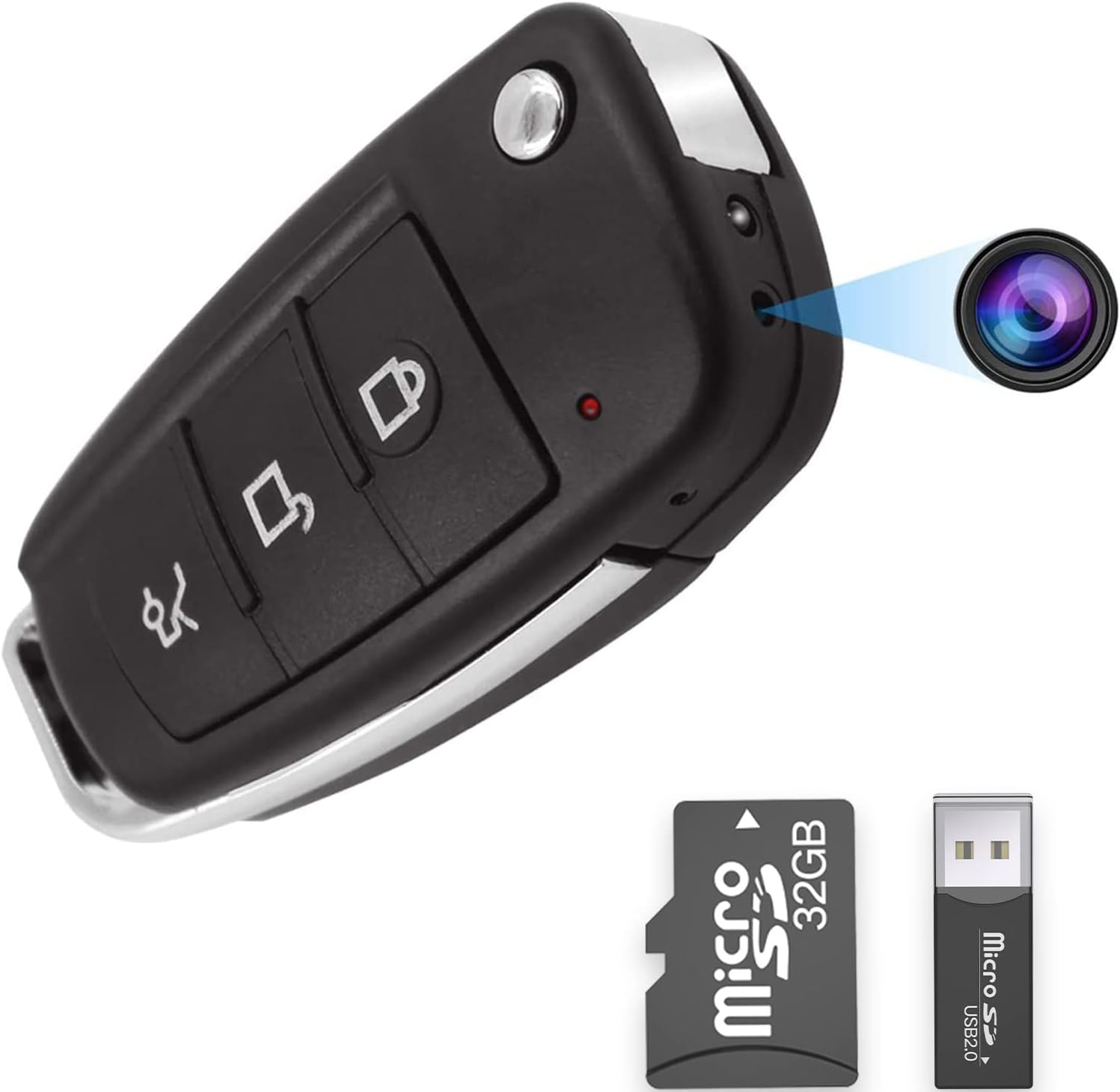 Buloge 32g Car Key Spy Camera ,Hidden Camera with IR Night Vision Motion Detection, Spy Camera Hidden Camera with HD 1080P , Image 2560X1920, Nanny cam, Surveillance & Security Cameras for Dating Pack of 2