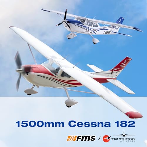 Fms Rc Planes for Beginners Remote Control Airplane for Adults Single-Engine Propeller Airplane 1500MM Cessna 182 Blue 6 Channel Hobby Rc Airplanes PNP (No Radio, Battery, Charger)