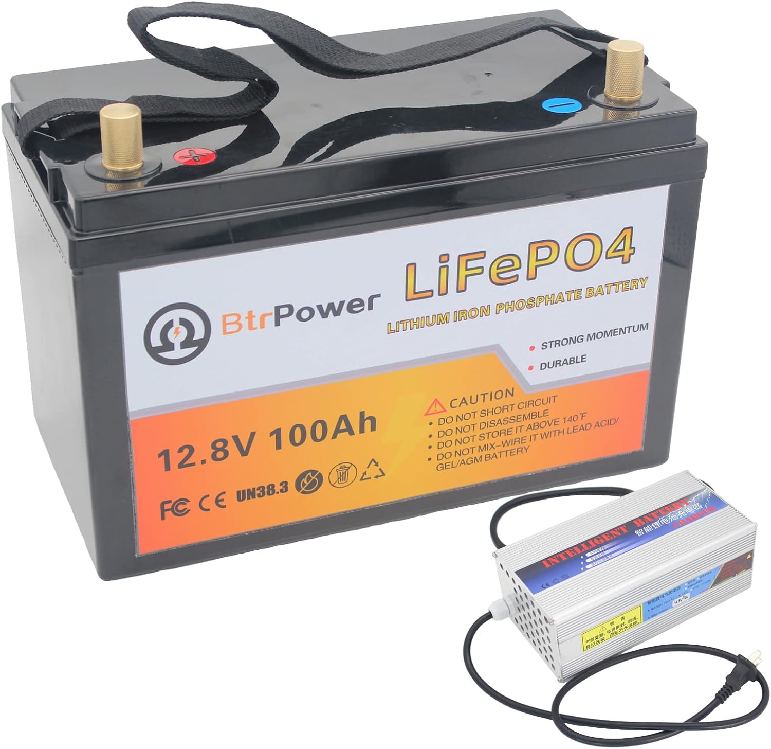 12V 100AH Lithium Battery,5000+ Deep Cycle LiFePO4 Battery with Built-in 100A BMS fit for Home Storage,Trolling Motor,RV,Off-Grid System,Solar Power System,Marine (12V 100AH)
