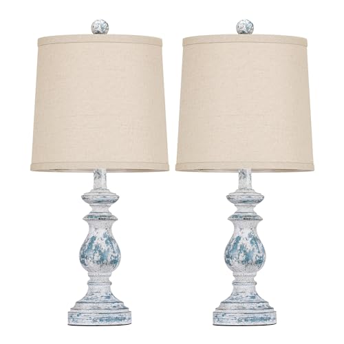 PARTPHONER Traditional Table Lamp Set of 2, Rustic Farmhouse Table Lamps for Living Room Bedroom, 22