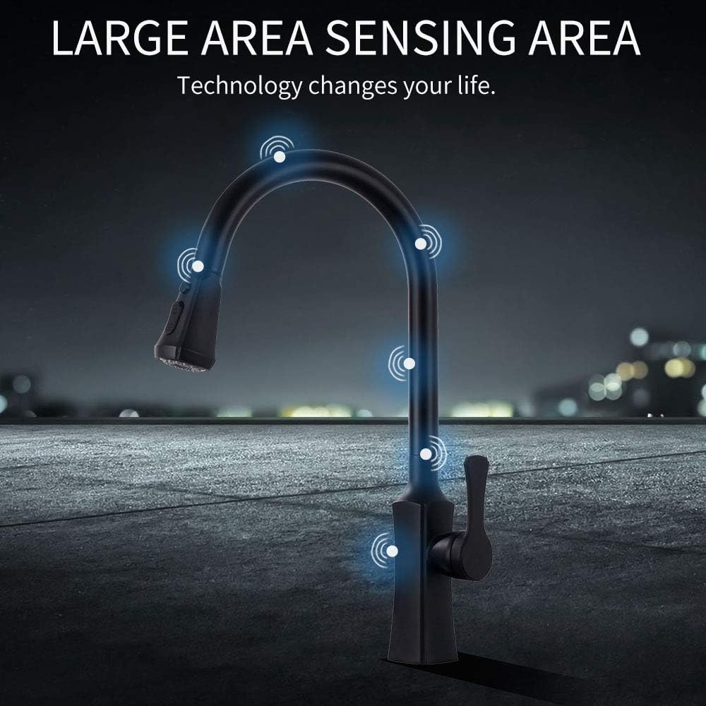 Sensor Automatic Kitchen Faucet, Stainless Steel Faucet Mixer Tap with Pull Down Sprayer, Single Handle Kitchen Faucet,Chrome ()