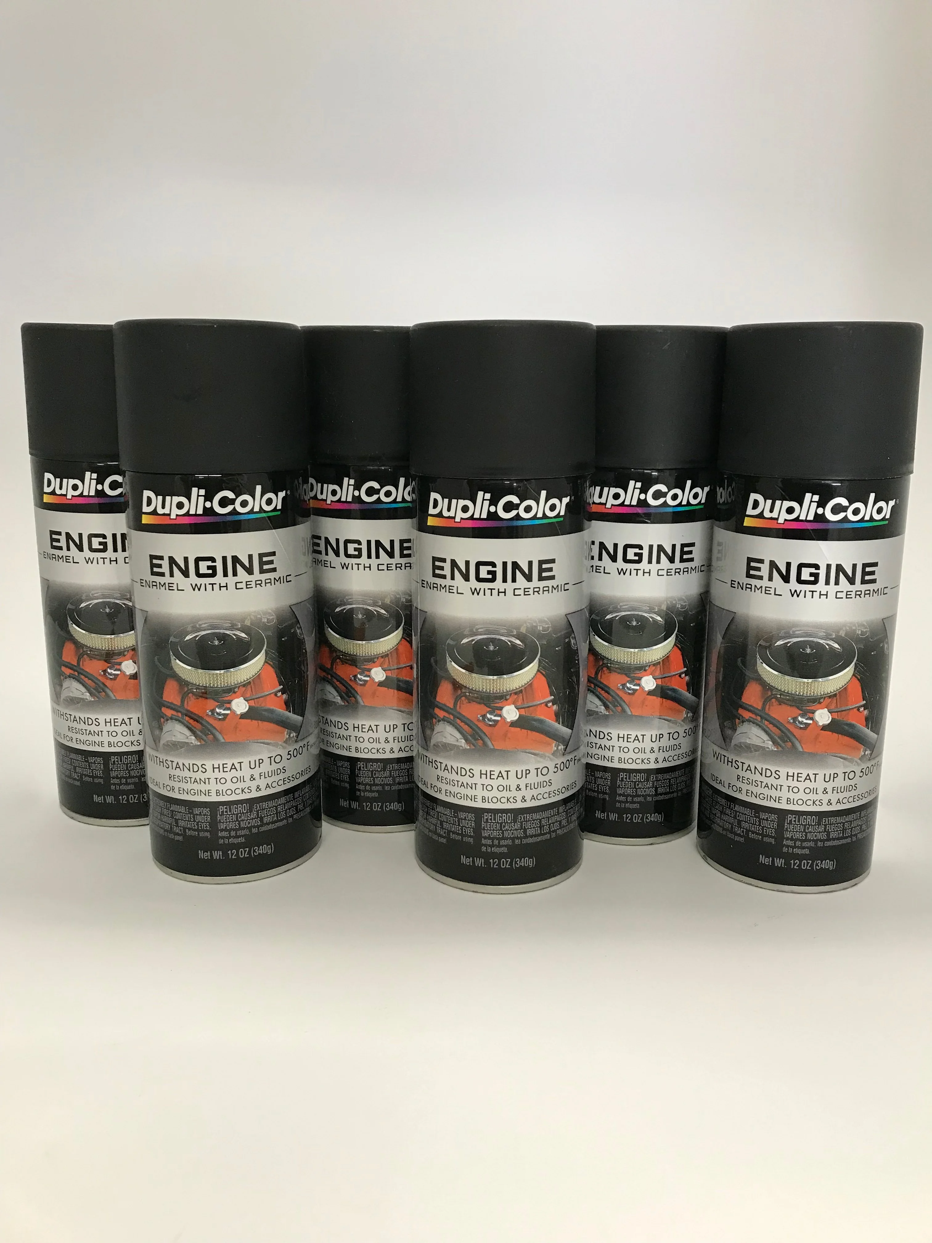 Duplicolor DE1654-6 PACK Engine Enamel Paint w/ Ceramic, Flat Black-12oz Aerosol - Radiant Selections