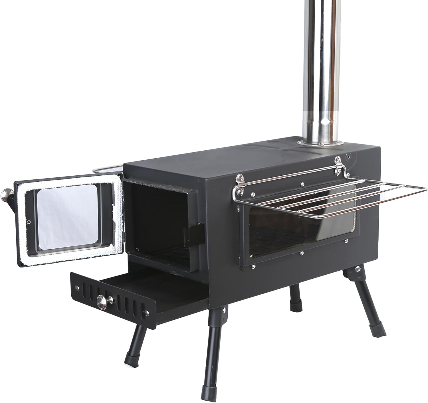 RUO Hot Tent Stove, Large Side Window, Winter Wood Burning Stove for Heating Cooking Camping Hunting (XL)