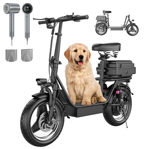 Electric Scooter Adults, 28 MPH Top Speed, 35 Miles Range,14'' Fat Tire Scooter for Commuter & Sport, Detachable Seat & Adjustable Handlebar, 750W Powerful Motor Sooter with Seat