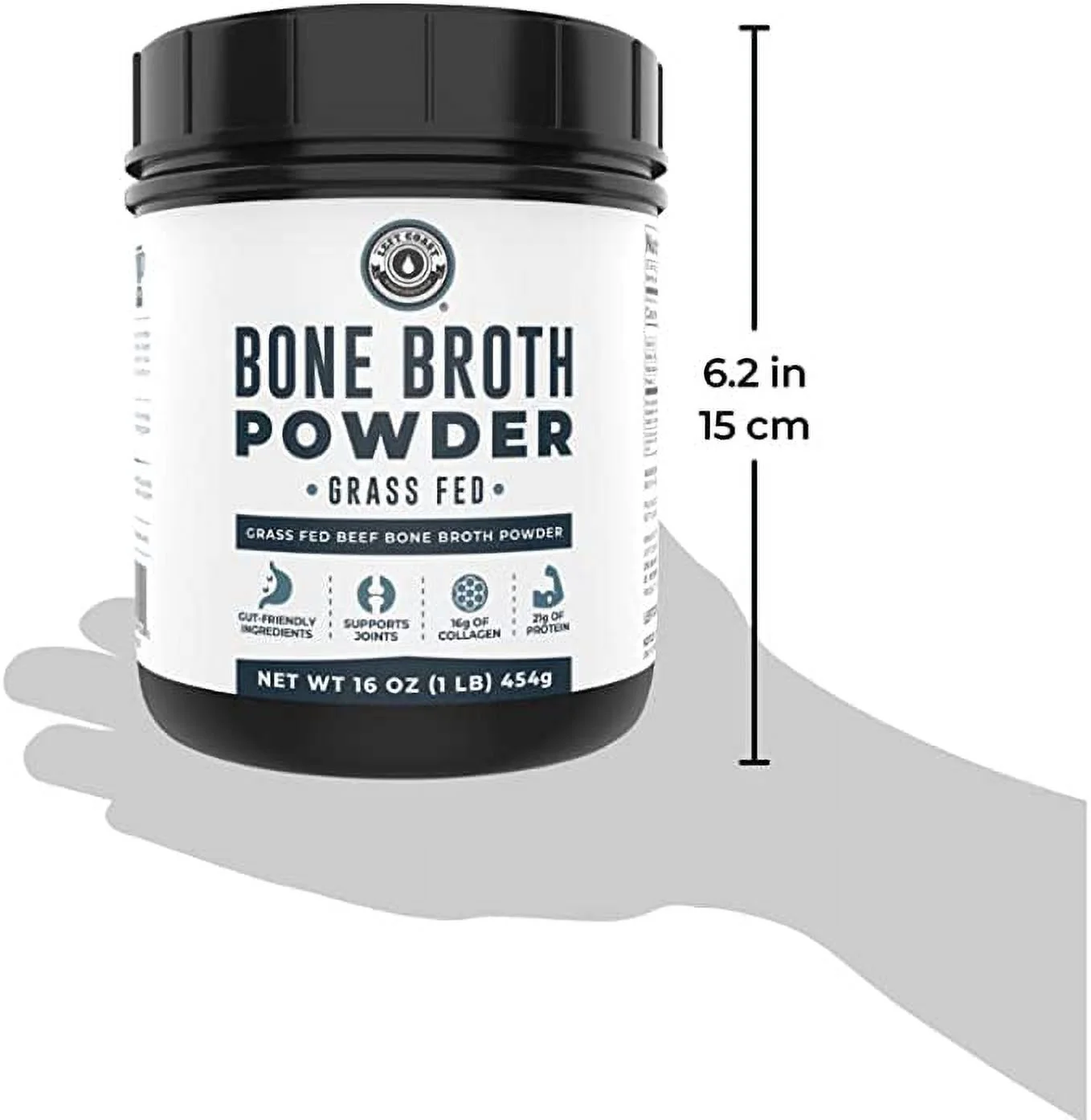Left Coast Performance Organic Bone Broth Protein Powder | Grass-Fed Protein with Collagen | Low Carb, Keto Friendly, Non-GMO Ingredients - 1 LB