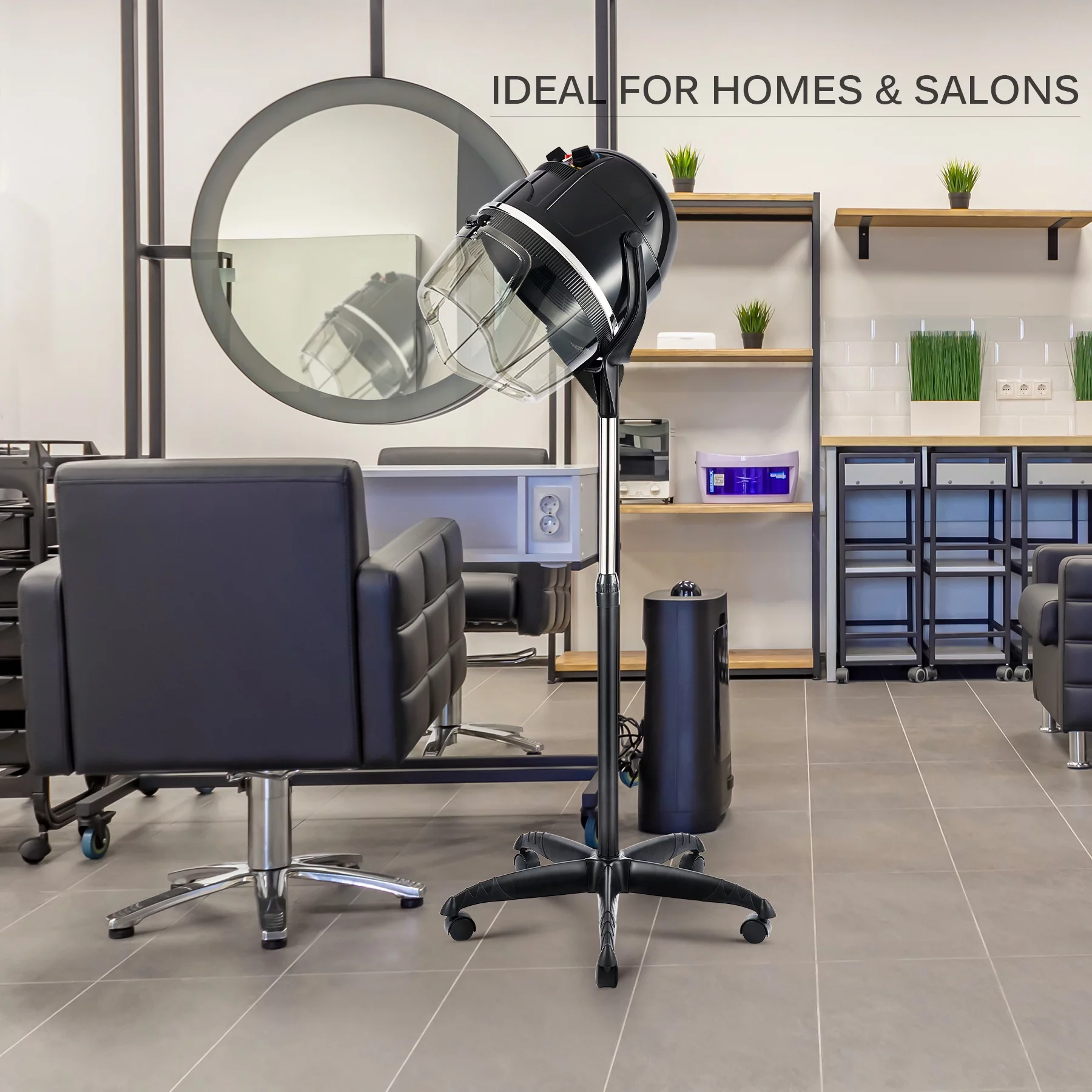 Upgraded CO-Z Professional Salon Beauty Stand Up Hood Hair Dryer, 1300 Watts, Black