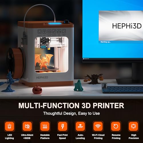 TINA2 Mini 3D Printer, HEPHI3D FDM 3D Printers for Beginners, Fully Assembled Auto Leveling 3D Printer for Kids, Resume Printing Function, Fully Open Source, Removable Flexible Magnetic Build Plate