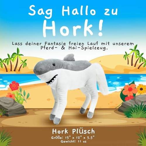 Randimals Plush Toy Stuffed Animal Mix - Horse & Shark Hybrid Stuffed Animals for Girls & Boys - Huggable & Soft Animal Characters Cute Plushies - Unique Toys for Discovery & Adventure