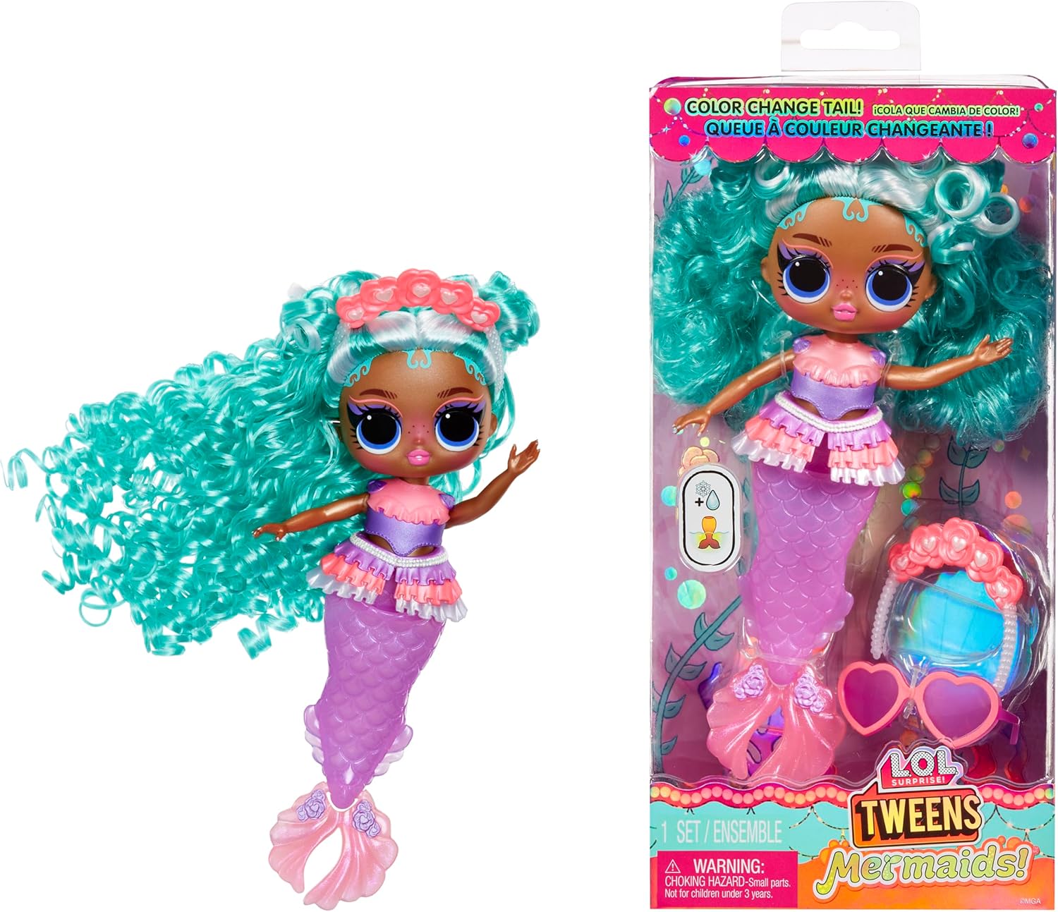LOL Surprise Tweens Mermaid Serena Finn Fashion Doll with Color Changing Tail, Movable Fin, and Beautiful Accessories – Toy Gift for Kids Ages 4+