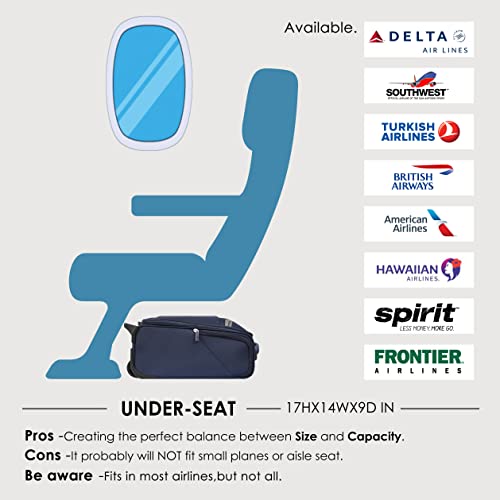 Verage Carry On Underseat Luggage with Wheels & USB Port, Wheeled Spinner Bag Carry-on Luggages for Airlines, Lightweight Suitcase Men Women, Pilots and Crew