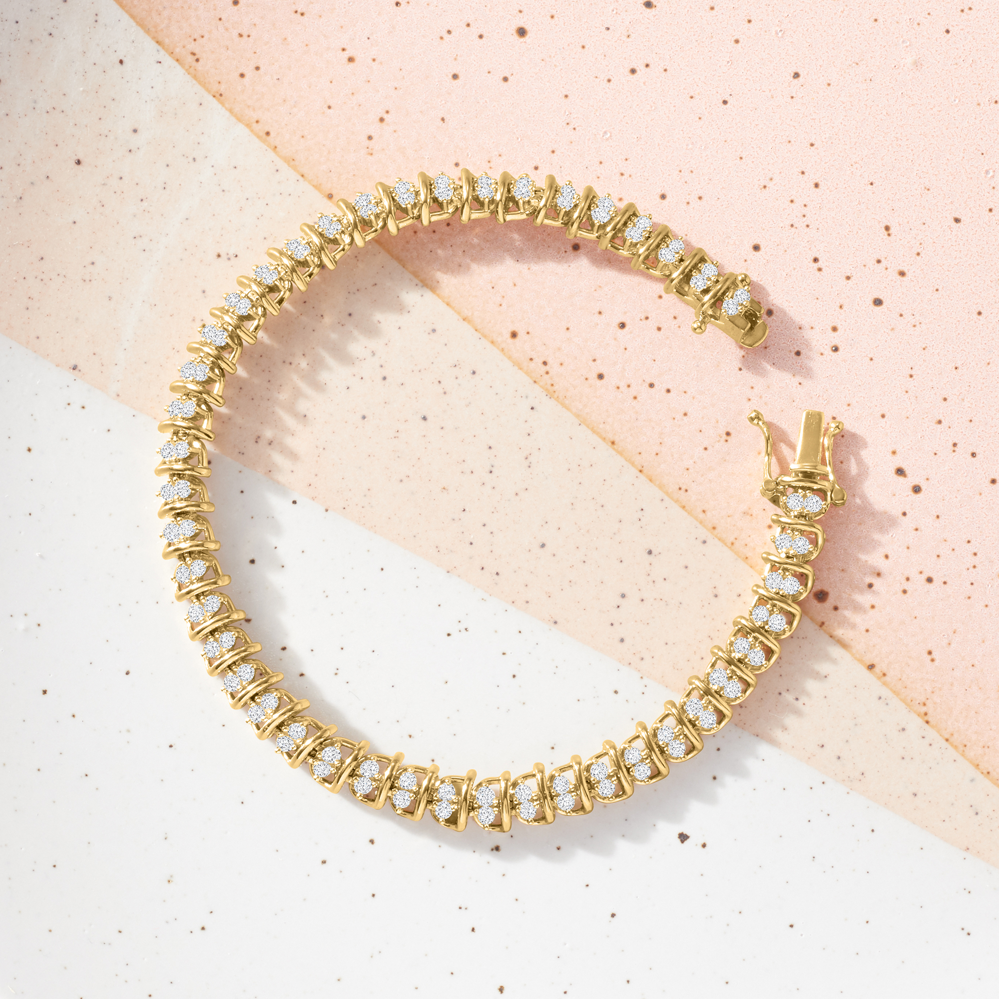 Ross-Simons 2.00 ct. t.w. Diamond Swirl-Link Tennis Bracelet in 18kt Gold Over Sterling, Women's, Adult