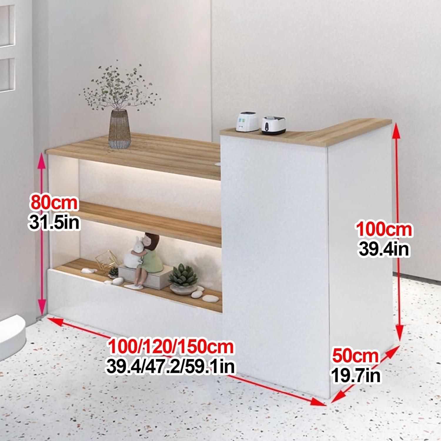 Reception Counter Desk, Checkout Counter, Stations Counter Table, Eception Counter Desk With Lockable Drawers, L-Shap Cashier, Cashier Cabinet, For Clothing Store, Company Front Desk, Coffee Shop
