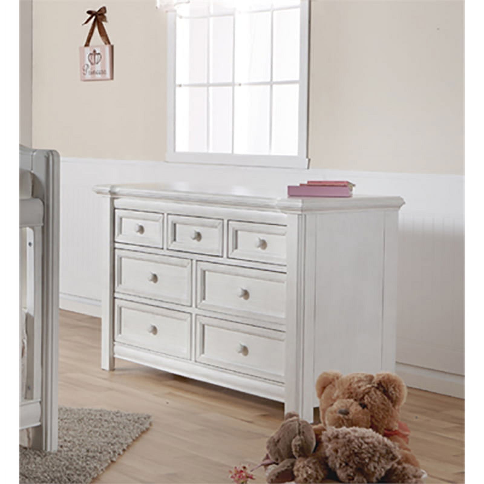 Home Square 3-Piece Set with Panel Crib and Double Dresser and 5-Drawer Dresser