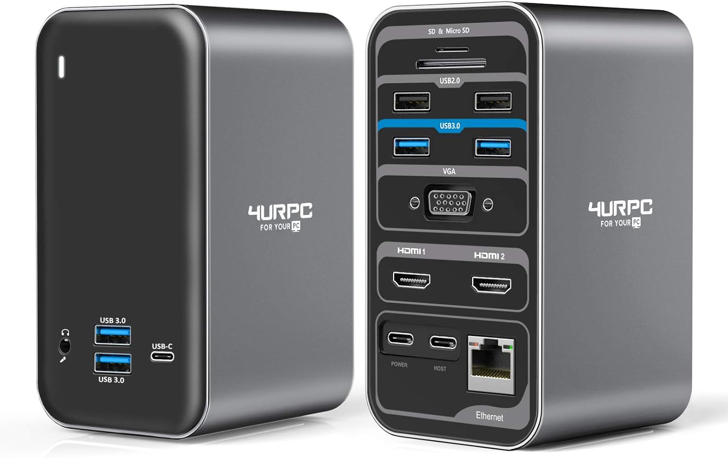 USB C Laptop Docking Station Dual Monitor HDMI, 15-in-1 USB C Dock with Dual HDMI, VGA, 6 USB, 60W USB C Charging, SD TF Slot, RJ45 and Audio/Mic, USB C Docking Station Dual Monitor for USB C Windows