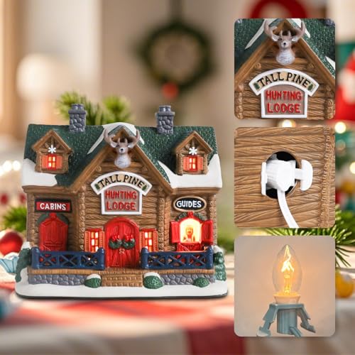 Wonder Solar Gingerbread Christmas Village Ceramic Houses Decorations Indoor 8.5