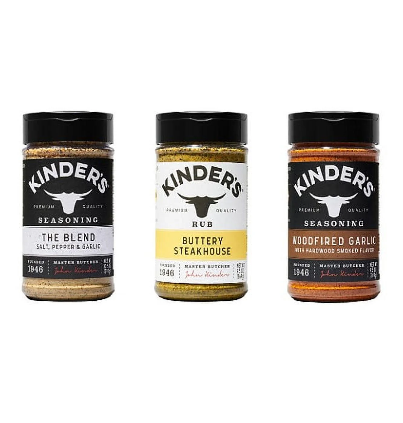 Kinder's Pantry Essentials 3pc Seasoning Set (The Blend, Buttery Steakhouse, and Woodfired Garlic)