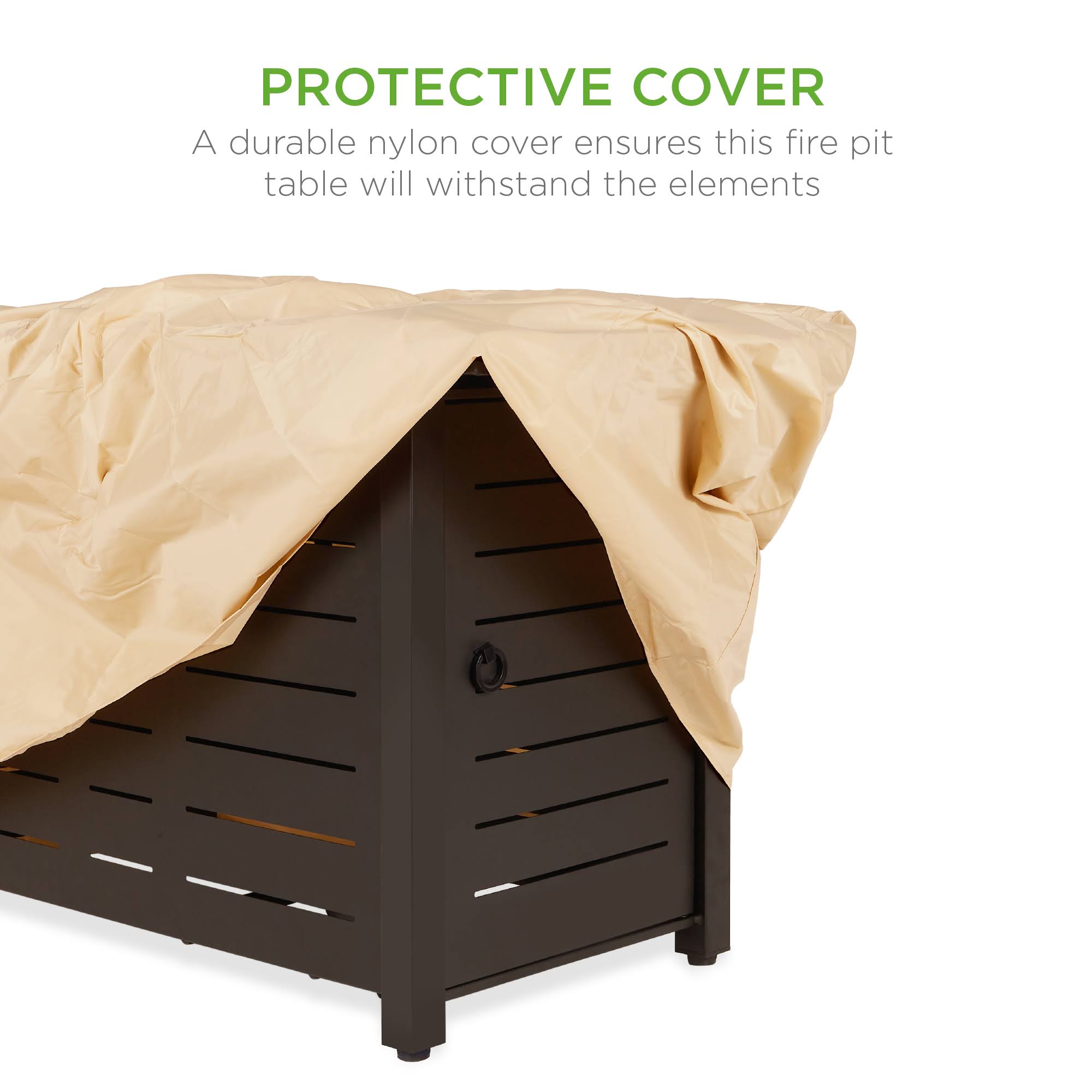 Best Choice Products 42in Fire Pit Table 50,000 BTU Rectangular Steel Propane GAS w/ COVER, Glass Beads - Dark Brown