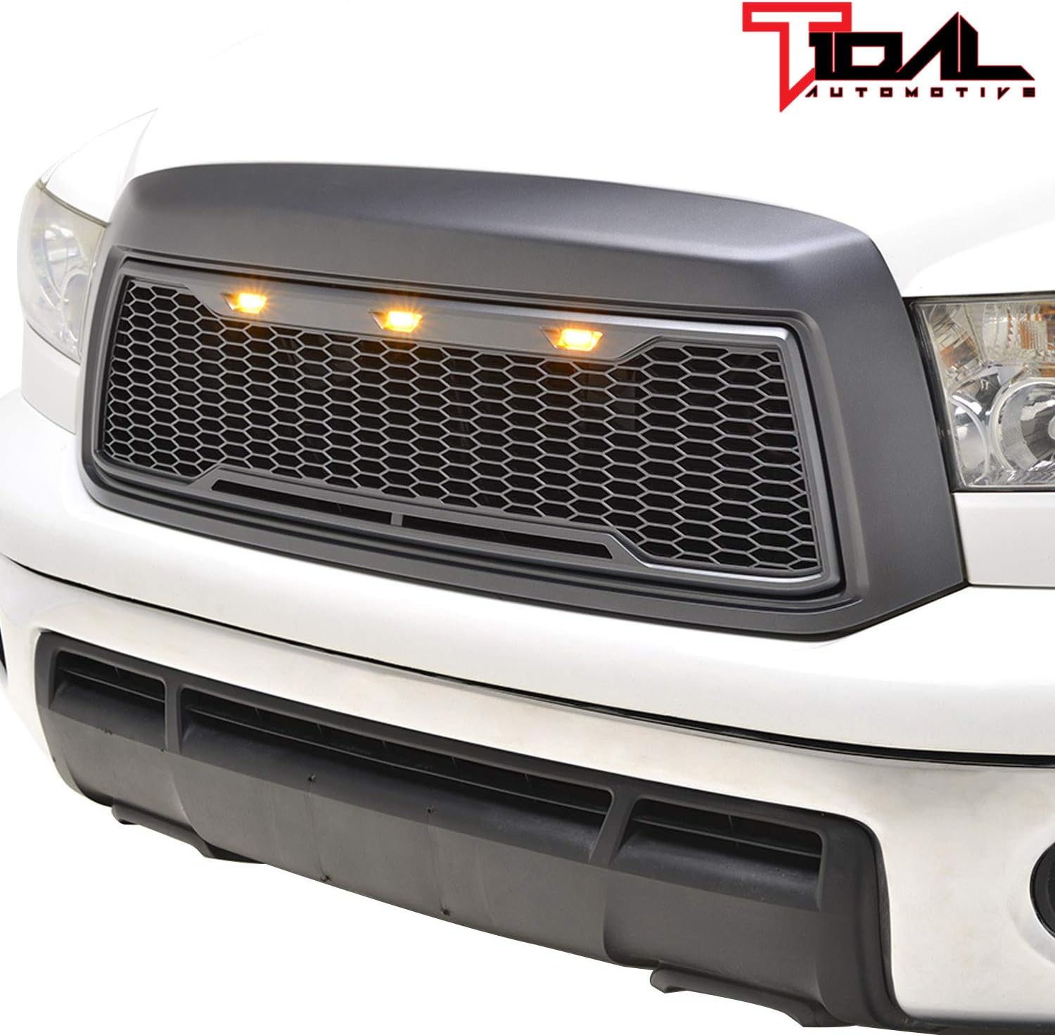 Tidal Front Grill Replacement Grille with Amber LED Lights Fit for 2010-2013 Tundra