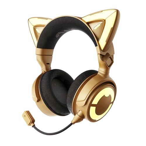 YOWU Cat Ear Headphones 4GS -Wireless Bluetooth Noise Cancelling Headphones, RGB Gaming Headset with Mic & 2.4G USB/Type C Dongle for PC/PS4/PS5/XBOX/Switch