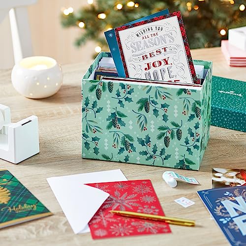 Hallmark Boxed Christmas Card Assortment with Keepsake Box (48 Cards and Envelopes) Angels, Santa, Penguins, New Year, Snowmen, Ornaments