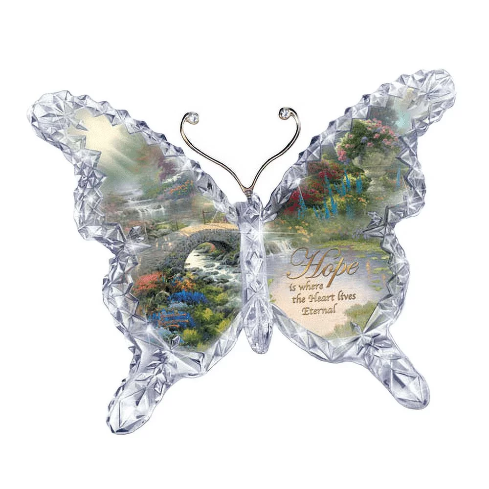 The Bradford Exchange Crystalline Butterfly Hope Garden of Paradise Sculpture Collection by Thomas Kinkade 4.5-inches