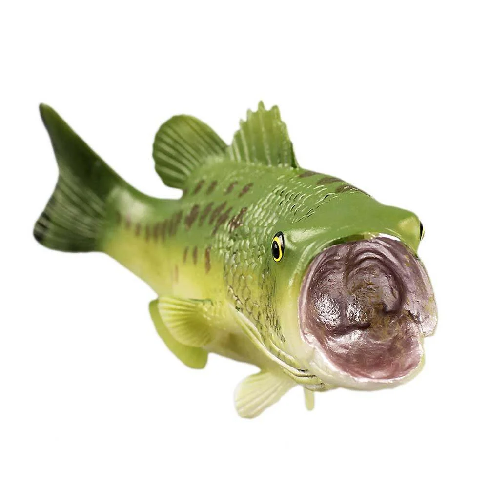 Simulation Largemouth Bass Toys Plastic Realistic Animal Figures Model Toys for Kids (Green)