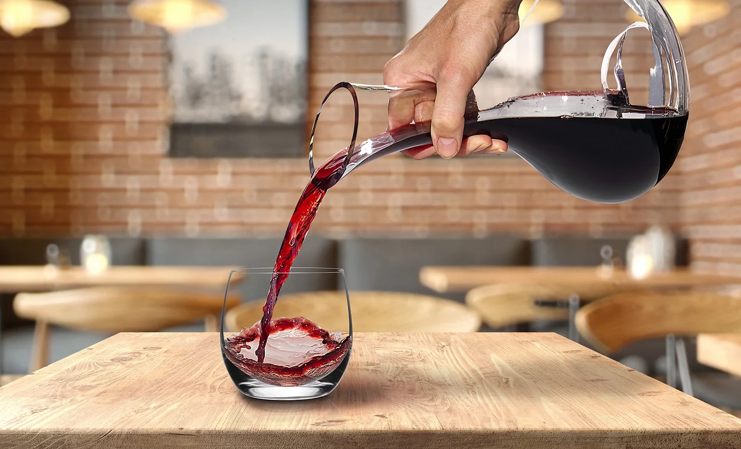 Eternal Living Wine Decanter Carafe Aerator with Stemless Wine Glasses Hand Blown Lead Free Crystal Glass 5 pieces Set