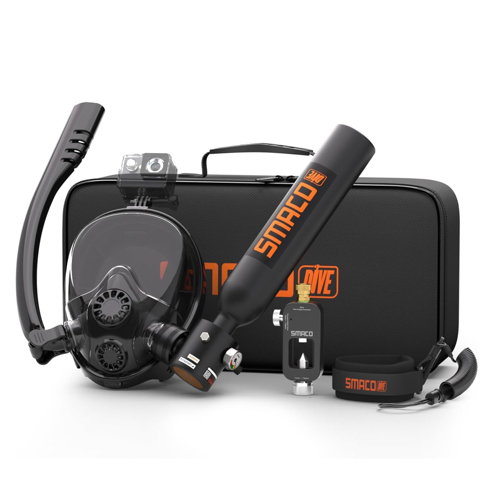 SMACO S300P Scuba Tank with Sub-Mask Mini Scuba Tank 0.5L Provide About 6 Minutes Underwater Breath Within 30ft Diving Depth, Small Scuba Tank Diving Tanks for Shallow Water Diving