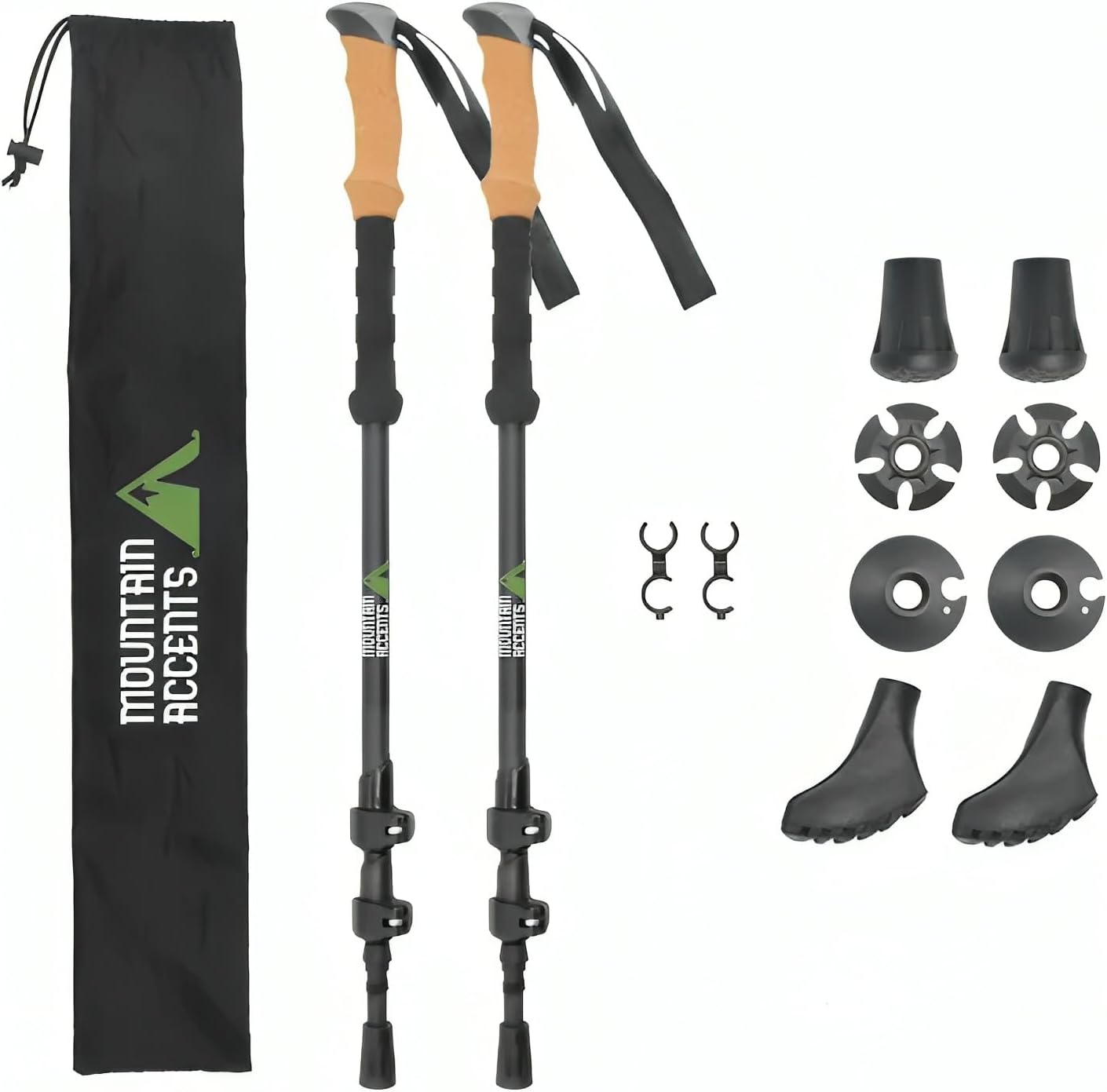 Ultralight Telescopic Trekking Poles | Walking Sticks | Natural Cork Grips | Quick Lock | Nylon Storage Bag Included
