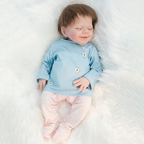 Zlgkjk Reborn Sleeping Baby Dolls Girl, Realistic Newborn Dolls with Soft Vinyl Silicone Full Body, 18 Inches Lifelike Baby Dolls for 3+ Year Old Girls, Kids