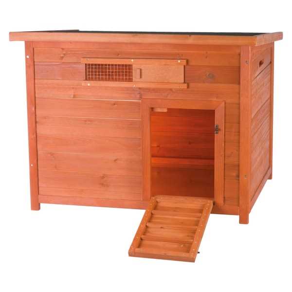 TRIXIE Natura Duck Coop with Ramp, Pull-Out Tub, Hinged Roof, Brown, 36x30x27 - Pet Supplies online store
