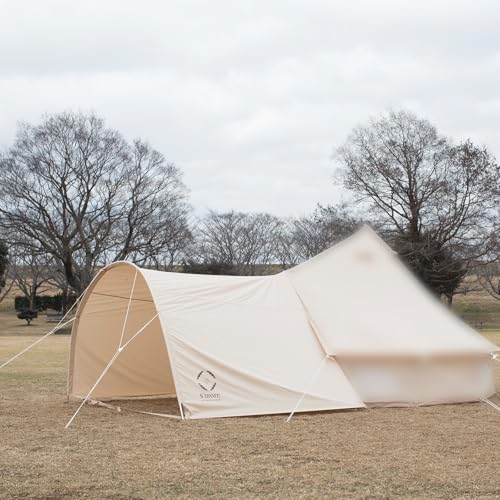 S'more Canvas Bell & Teepee Camping Tent, Water Resistant, Hot Tent with Stove Jack, 4 Season Outdoor Glamping Tent, Roomy Yurt & Tipi Tent for 3-6 Person Family, 10/13ft