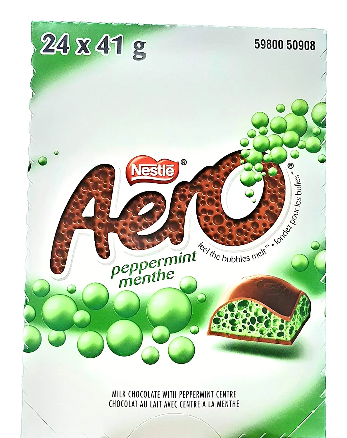 Nestle Aero Chocolate Bar Peppermint, 41g/1.4oz, 24-Pack