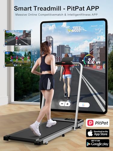 DeerRun 3 in 1 Walking Pad Treadmill, 300 Weight Capacity Foldable Treadmill, 3.0HP Low Noise Under Desk Treadmills for Home Office with Remote & APP