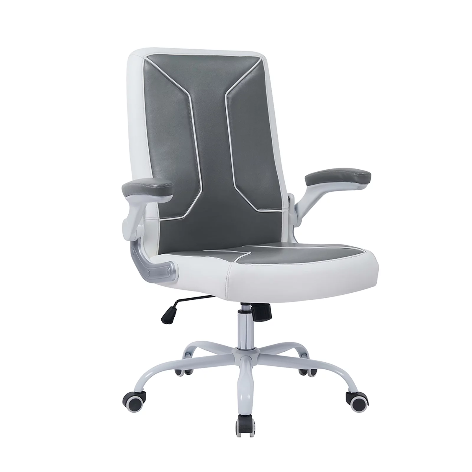 VESTA Office Desk Chair, Customer Chair Rolling Seat with Armrest, Adjustable Height Office, Conference Room, Reception, Waiting Area, Grey/White