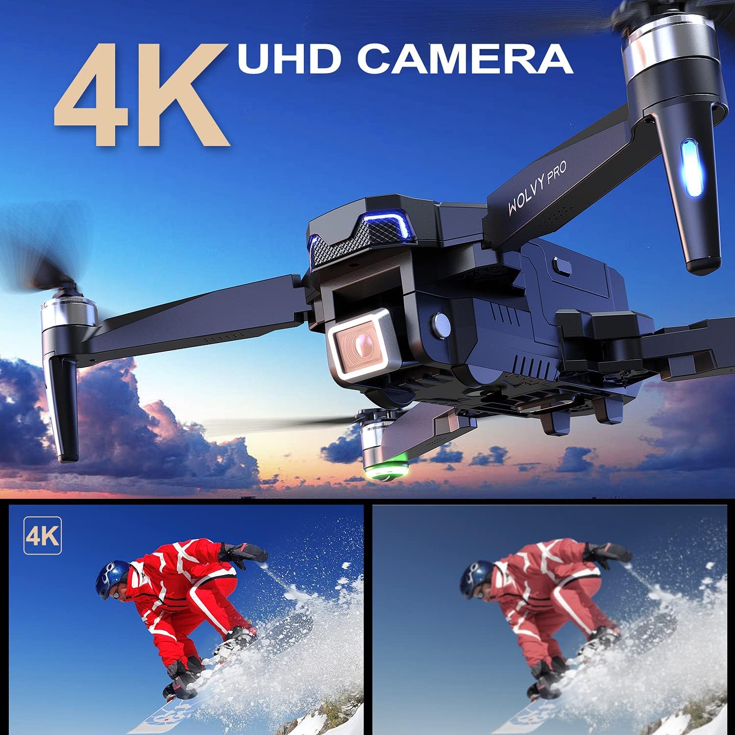 Drones with Camera for Adults 4K UHD, 60 Minutes Flight Time Quadcopter with Brushless Motor, GPS Return Home, Follow Me Drones for Pro Includes 1 Extra Battery